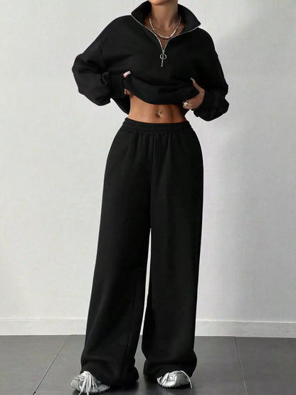 Hazel Blues® |  Half-Zip Long Sleeve Sweatshirt and Pants Set