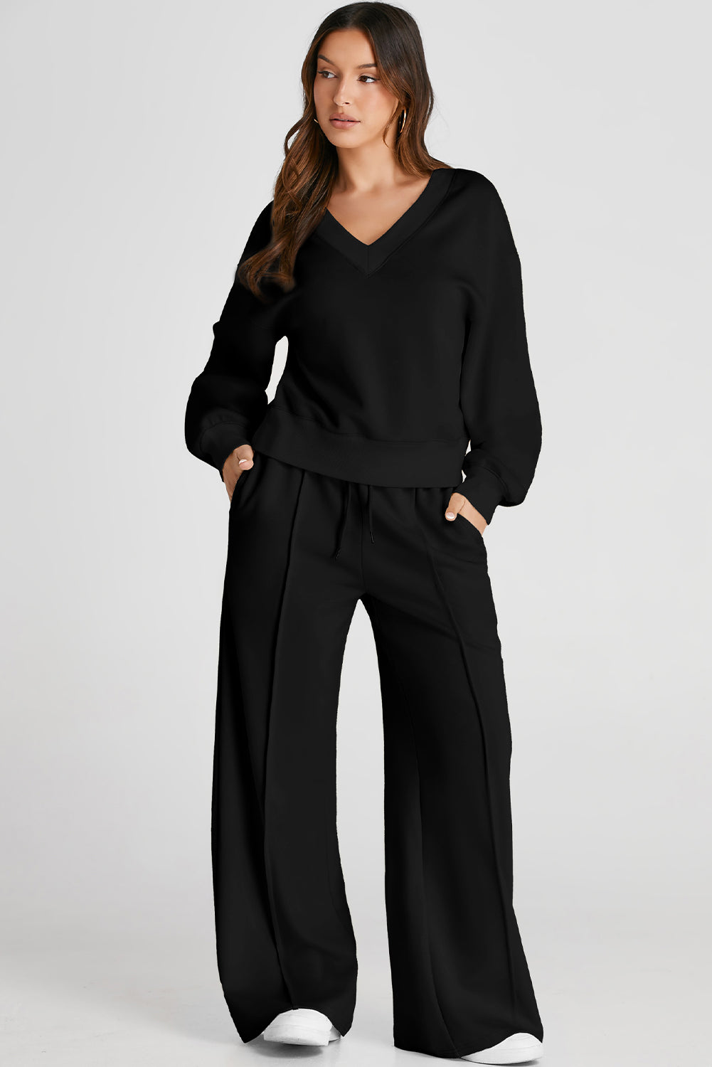 Hazel Blues® |  V-Neck Long Sleeve Top and Pants Active Set