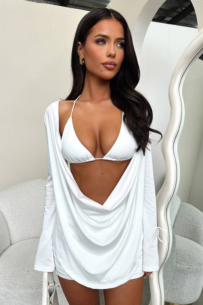 Cardi Mini Skirt  - White