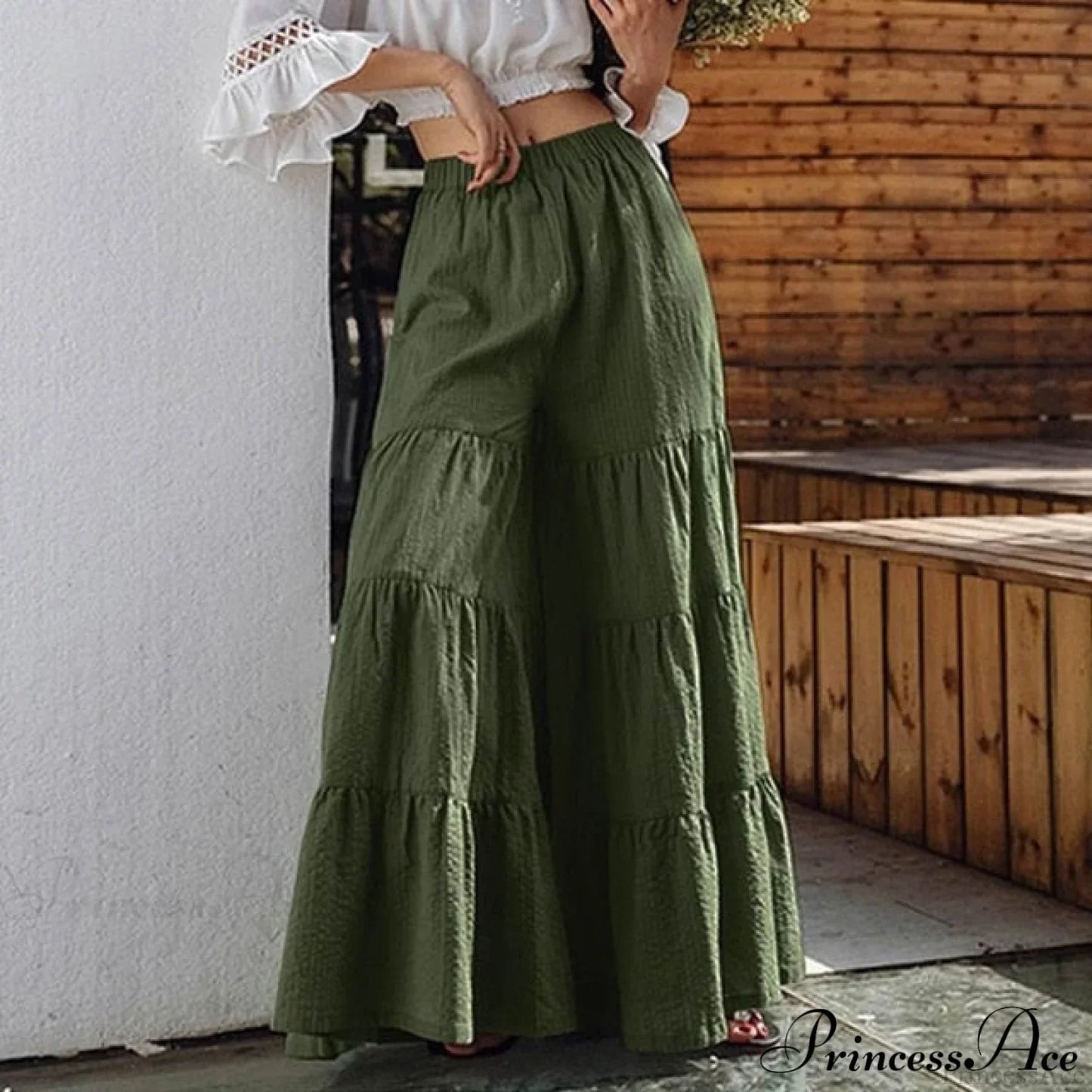 Casual Elastic Waist Long Solid Pants