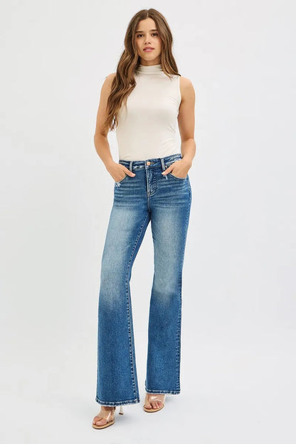 Hazel Blues® | RISEN Tummy Control High Rise Flare Jeans