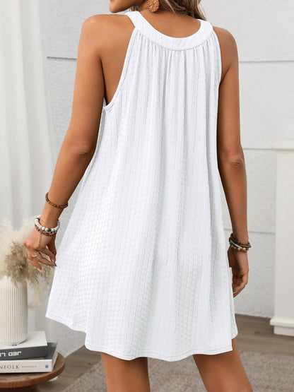 Hazel Blues® |  Textured Grecian Neck Mini Dress