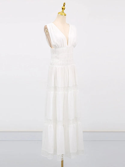 Hazel Blues® |  Tiered V-Neck Sleeveless Maxi Dress