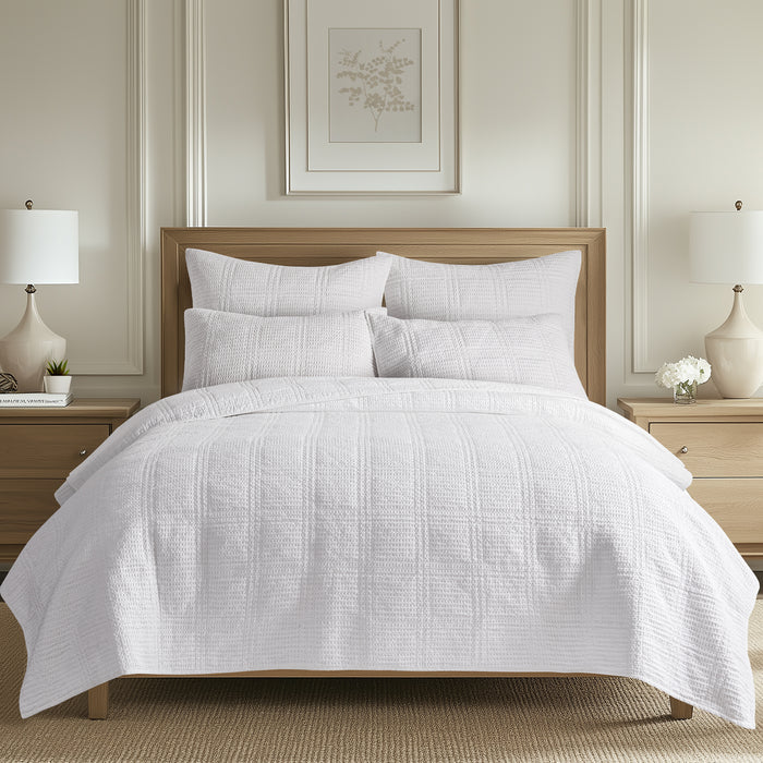 Levtex Home Cloud Waffle Quilted Euro Sham Set of 2 Euro Shams