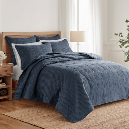 Levtex Home Cloud Waffle Quilted Euro Sham Set of 2 Euro Shams