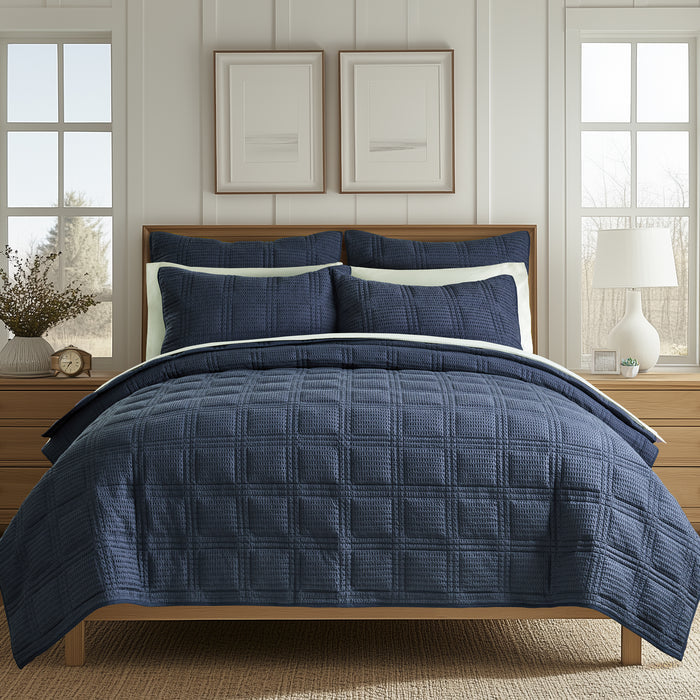 Levtex Home Cloud Waffle Quilted Euro Sham Set of 2 Euro Shams