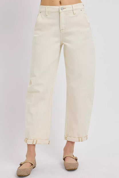 Hazel Blues® |  RISEN High Rise Relaxed Barrel Cuffed Jeans