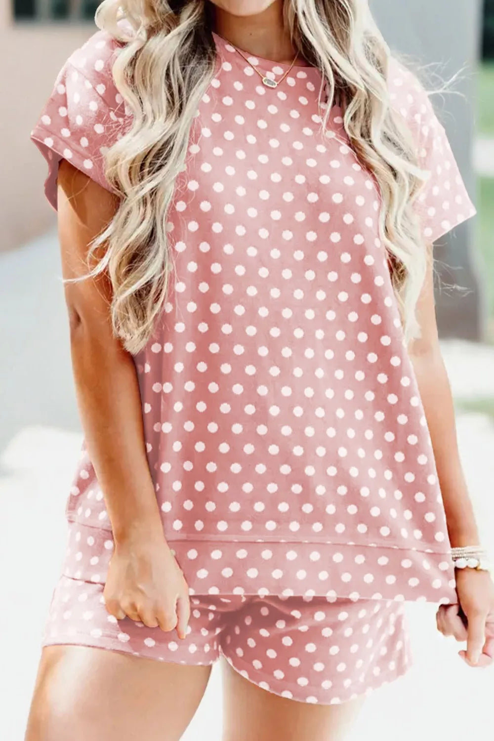 Hazel Blues® |  Polka Dot Print Tee and Shorts Set