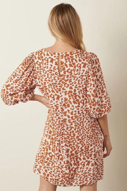 Hazel Blues® |  Mittoshop Animal Print Puff Sleeve Mini Dress