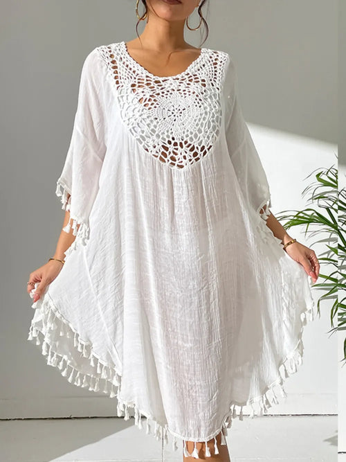 Hazel Blues® |  Tassel Cutout Scoop Neck Cover-Up Dress