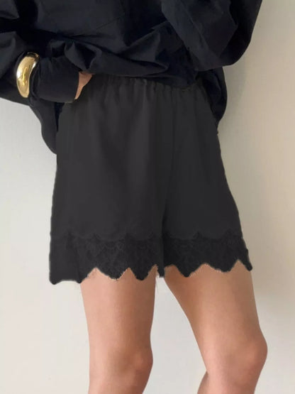 Hazel Blues® |  Lace Trim Elastic Waist Shorts