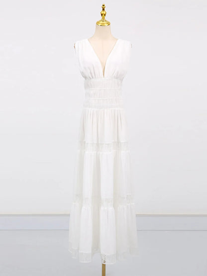 Hazel Blues® |  Tiered V-Neck Sleeveless Maxi Dress
