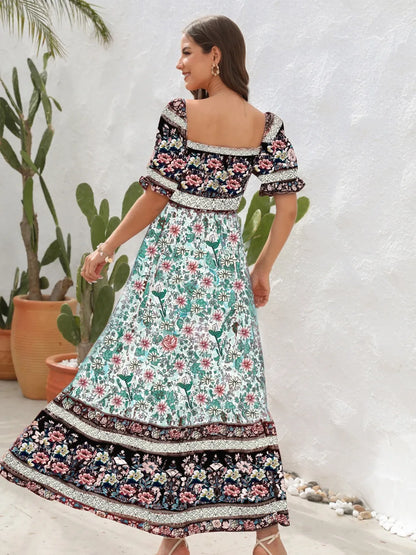 Hazel Blues® |  Floral Flounce Sleeve Midi Dress