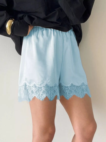 Hazel Blues® |  Lace Trim Elastic Waist Shorts