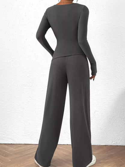 Hazel Blues® |  Long Sleeve Top and Wide Leg Pants Set