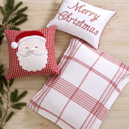 Levtex Home Peppermint Plaid Santa Applique Pillow Decorative Pillows