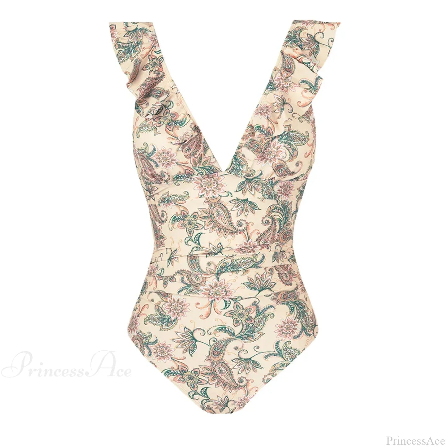 Ruffled V-neck Lace Up Monokini One Piece Set