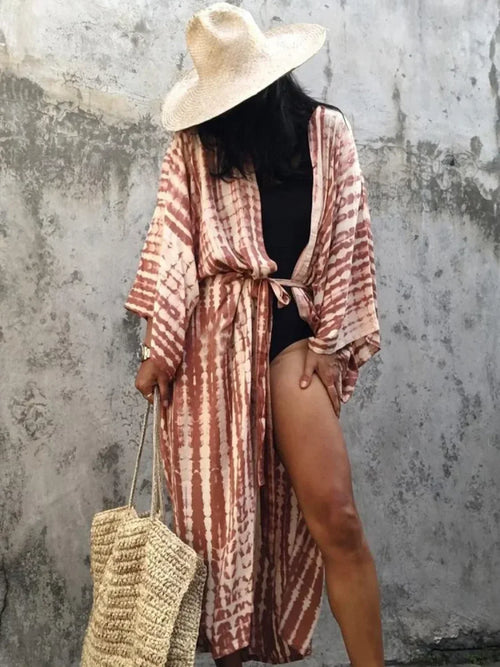 Tie Dye V-Neck Beach Cover Up