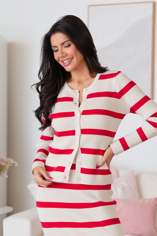 Andrea Red Striped Cardigan FINAL SALE