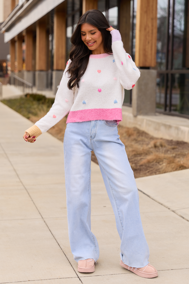 All the Hearts Ivory Crewneck Sweater FINAL SALE