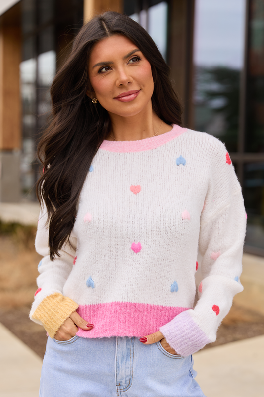All the Hearts Ivory Crewneck Sweater FINAL SALE