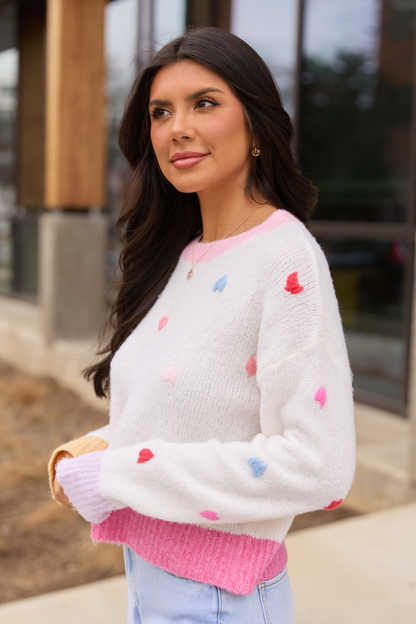 All the Hearts Ivory Crewneck Sweater FINAL SALE