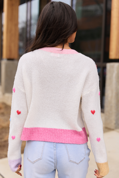 All the Hearts Ivory Crewneck Sweater FINAL SALE