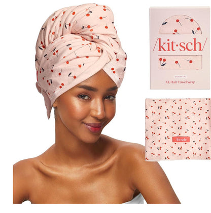 Xl Hair Towel Wrap - Cherry Print