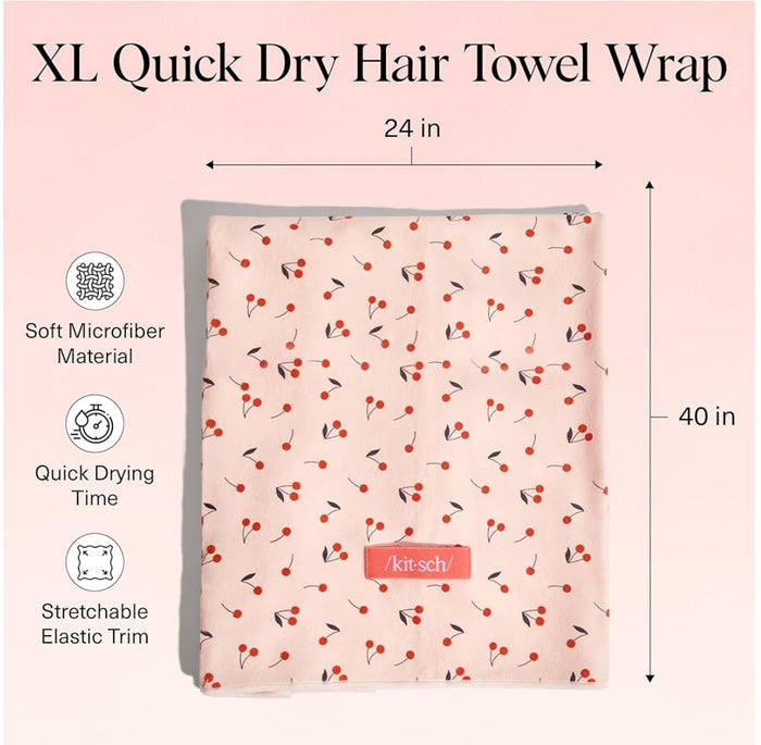 Xl Hair Towel Wrap - Cherry Print