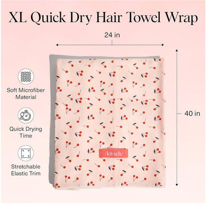 Xl Hair Towel Wrap - Cherry Print