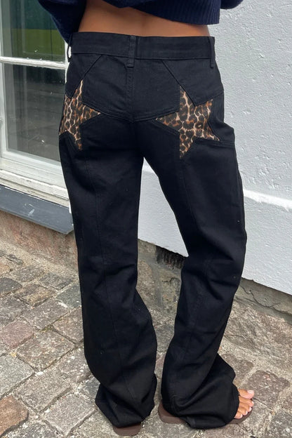Y2K Star Color-Block Patchwork Jeans